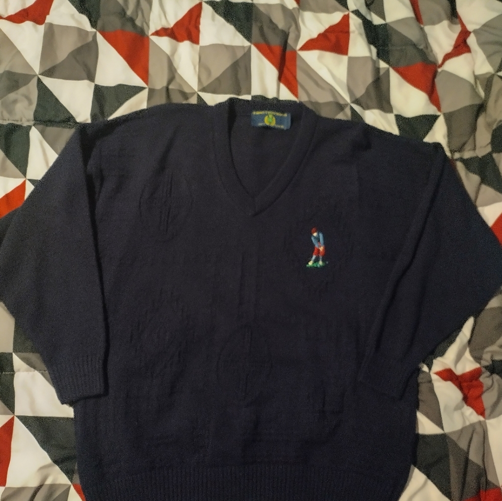 Blarney Castle Designs Sweater Mens Large XL Ireland Golf V-neck Geometric. - Picture 2 of 8
